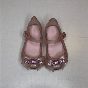 Mini Melissa Shimmer Pink Bow Dress Shoes
